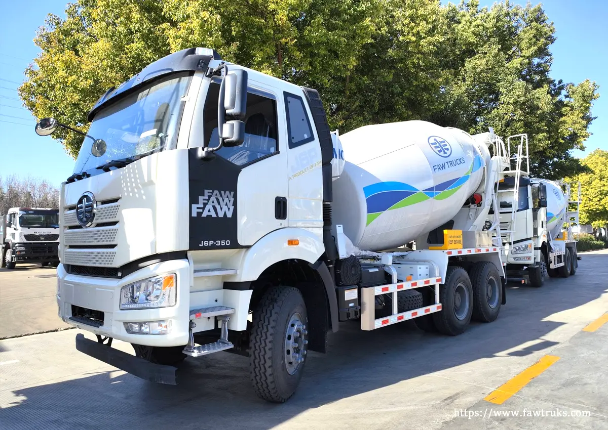 FAW concrete mixer truck in Accra, Ghana for construction projects