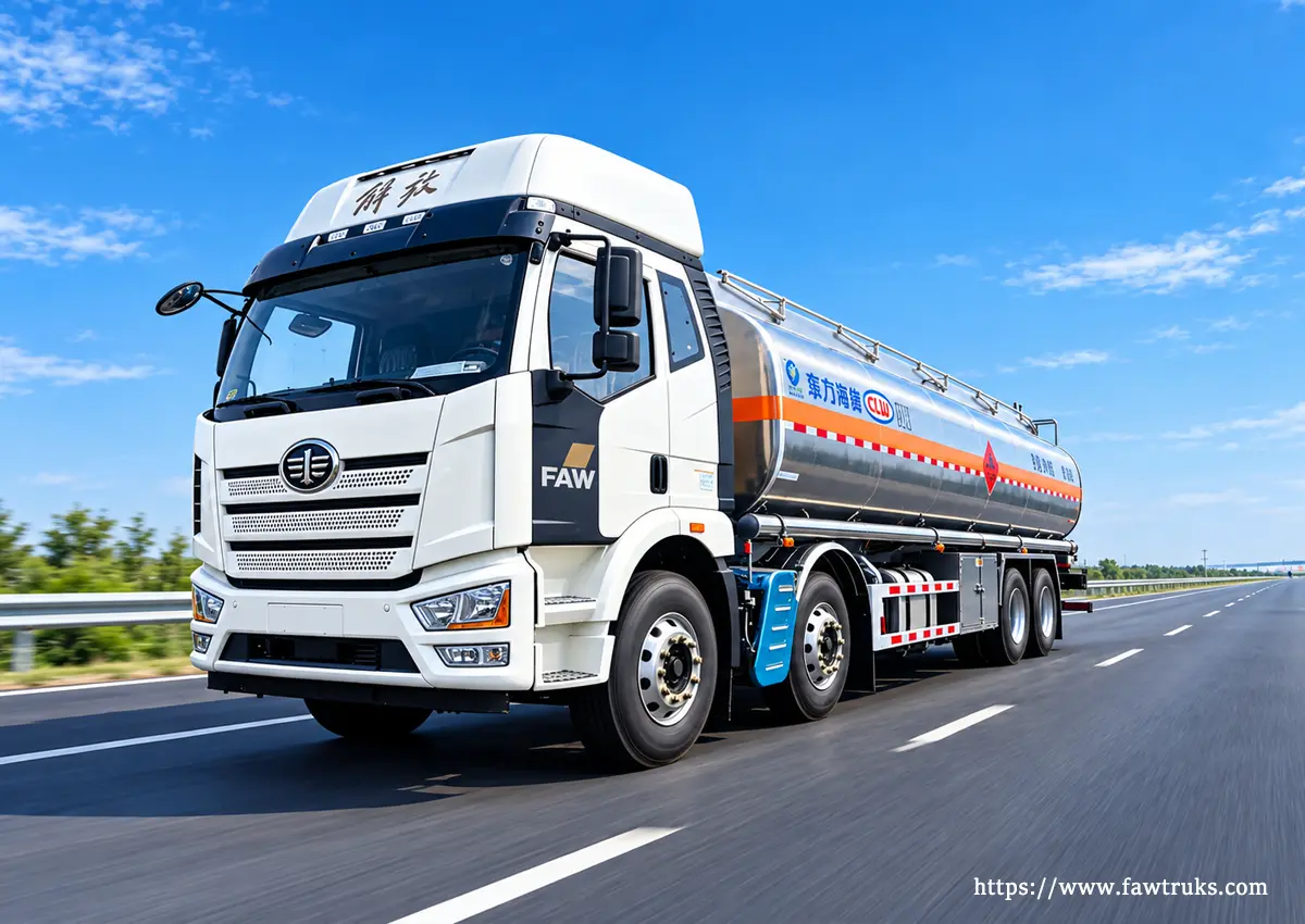 FAW fuel tanker truck in Takoradi, Ghana for petroleum transport