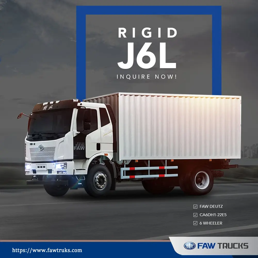 White FAW J6L 6-wheeler rigid box truck with FAW Deutz engine