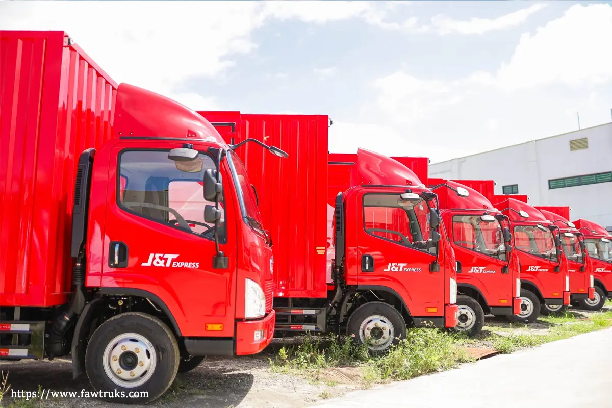 FAW Tiger light trucks delivered to J&T Express Philippines in red livery