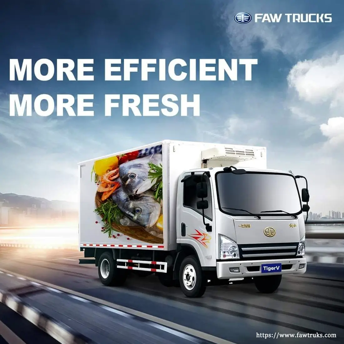 FAW Tiger V refrigerated truck for cold chain delivery in Saudi Arabia
