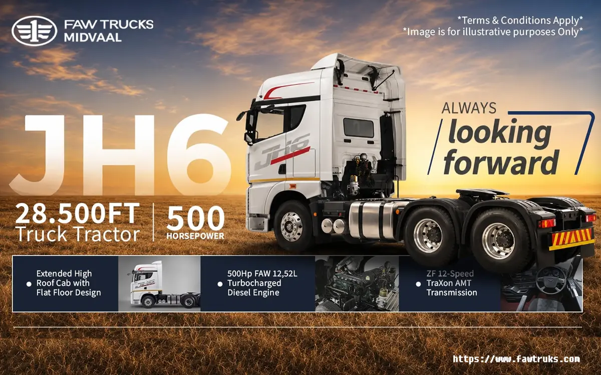 FAW JH6 500 HP – Tractocamión de Alta Potencia para Larga Distancia
